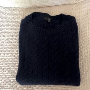 Navy blue jcrew cashmere cable sweater barley used